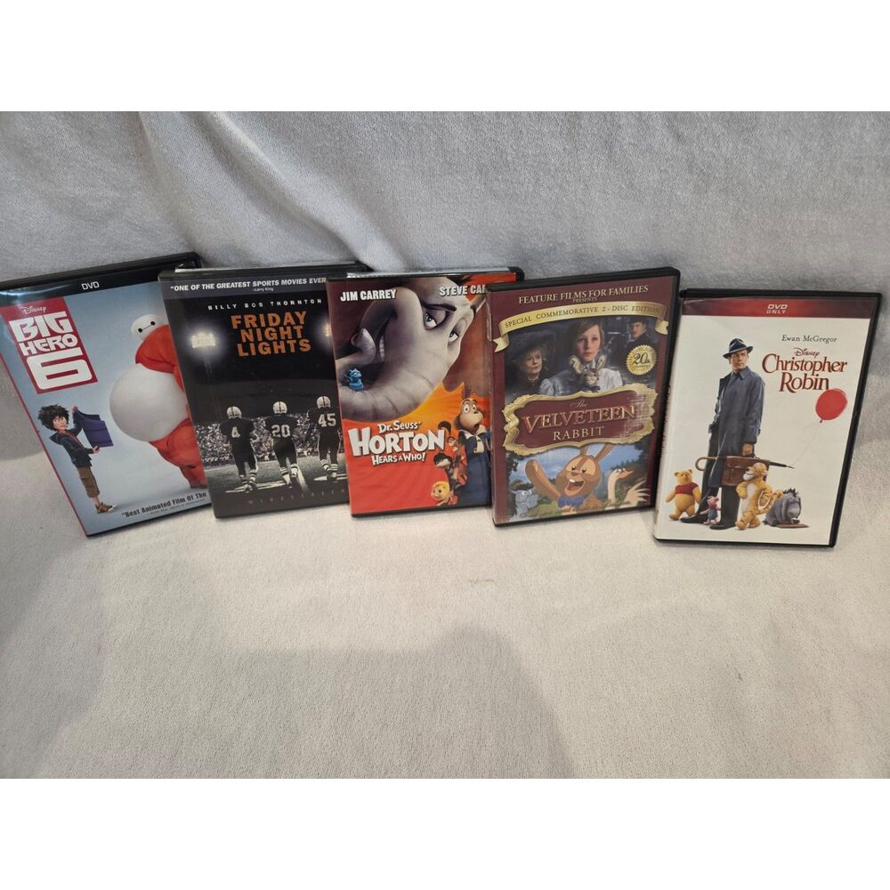 Dvd Bundle: Horton, Christohoper Robin, Friday Night Lights, Hero 6, Velveteen